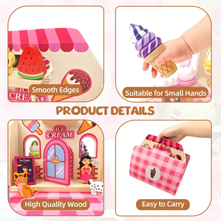 Wooden Ice Cream Tea Party Set for Kids