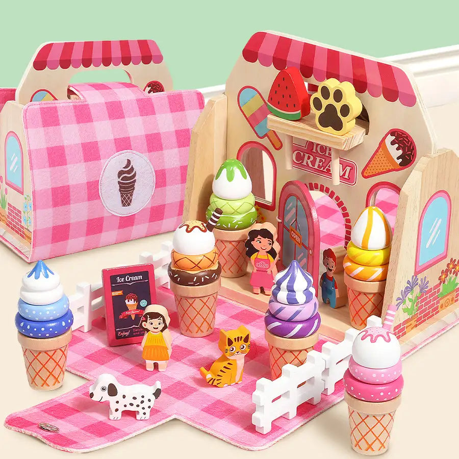 Wooden Ice Cream Tea Party Set for Kids