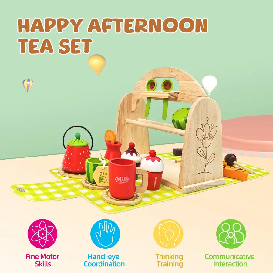 Wooden Ice Cream Tea Party Set for Kids
