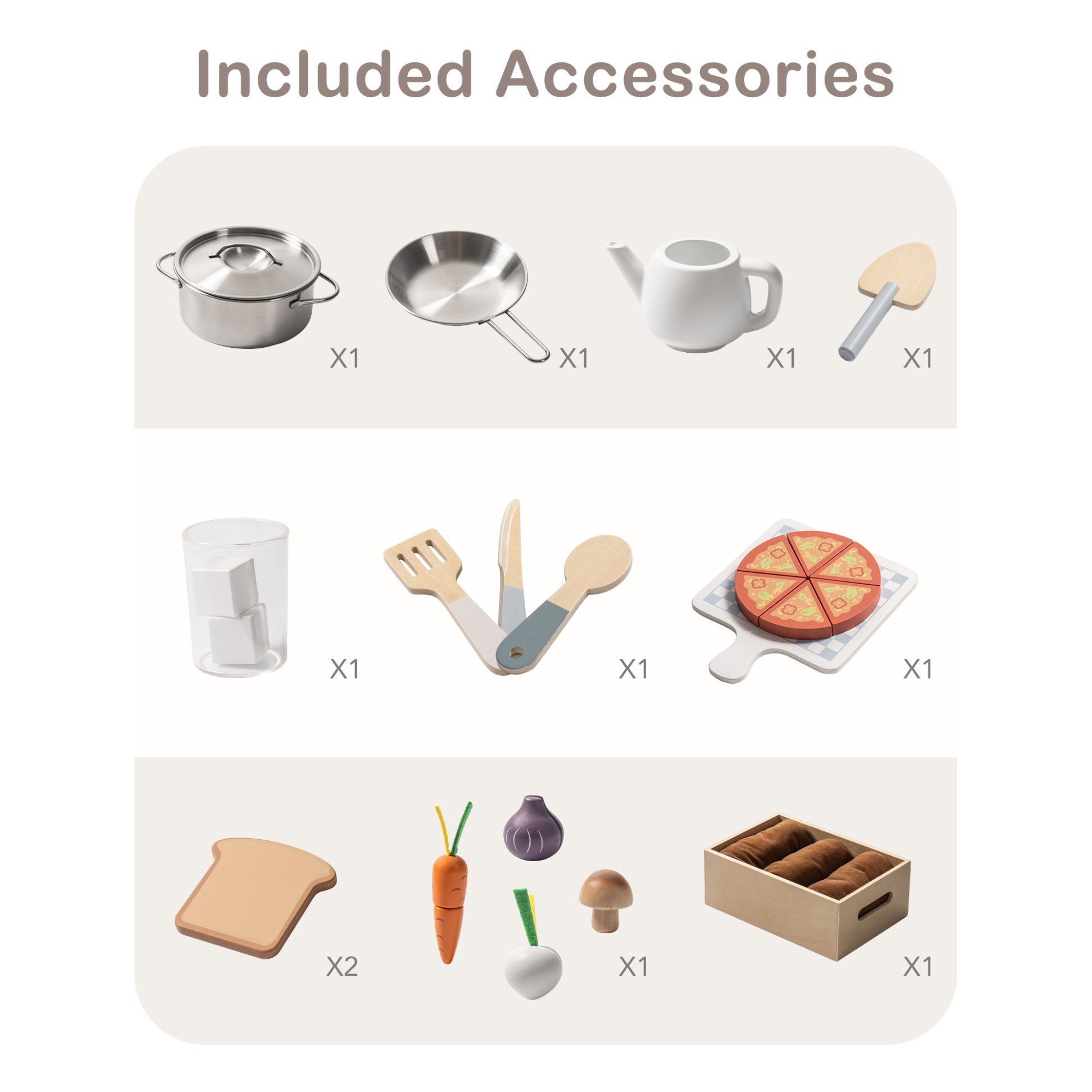 Cuisine en bois pour enfants avec fruits à découper