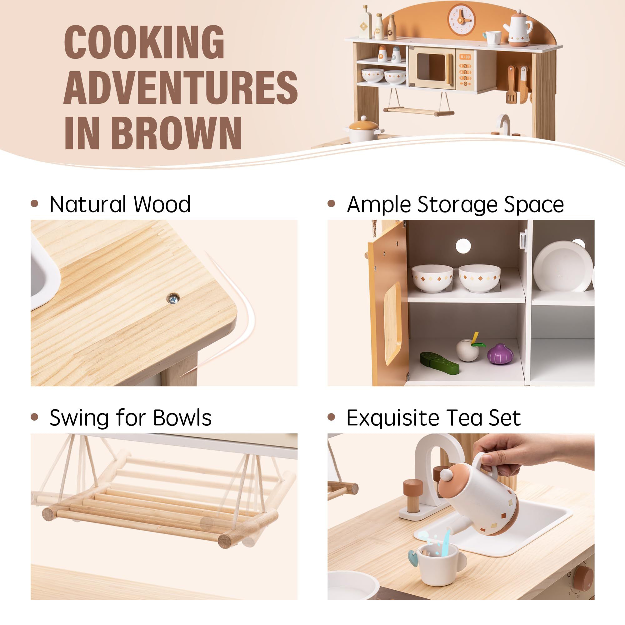 Ensemble de cuisine en bois avec accessoires