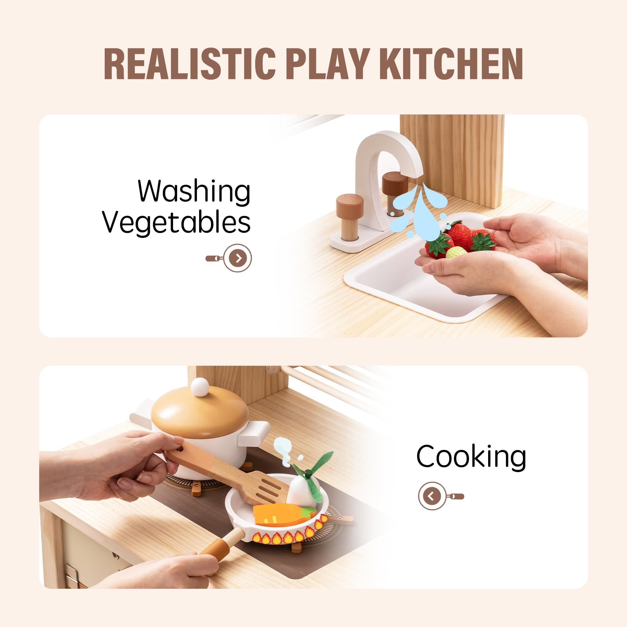 Ensemble de cuisine en bois avec accessoires
