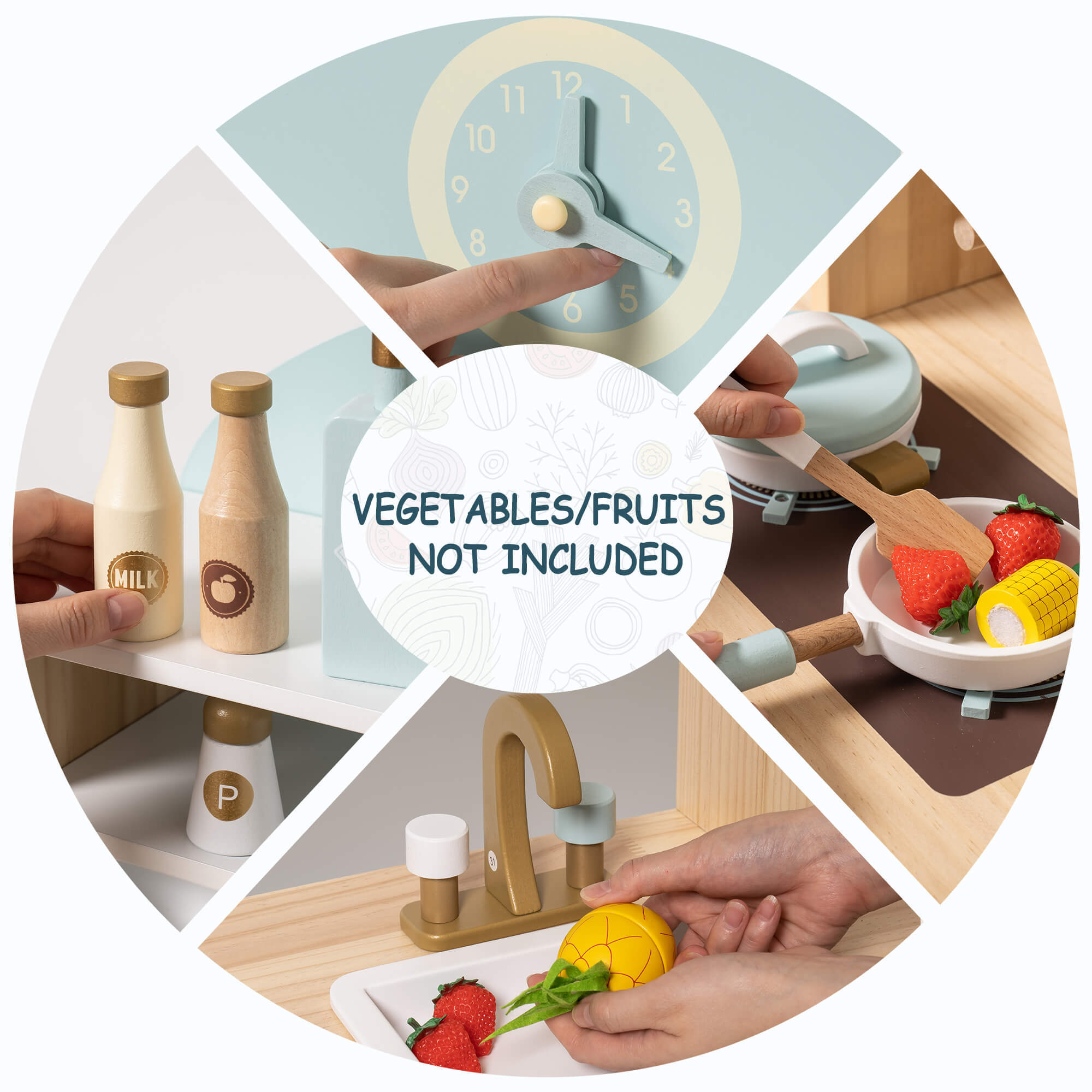 Ensemble de cuisine en bois avec accessoires