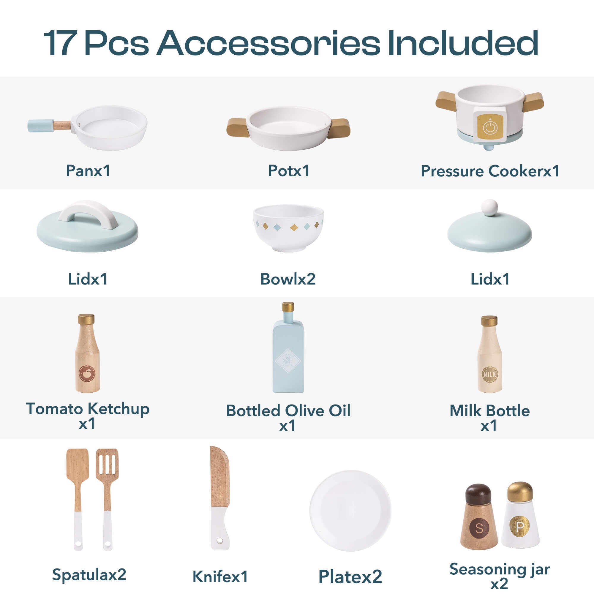 Ensemble de cuisine en bois avec accessoires