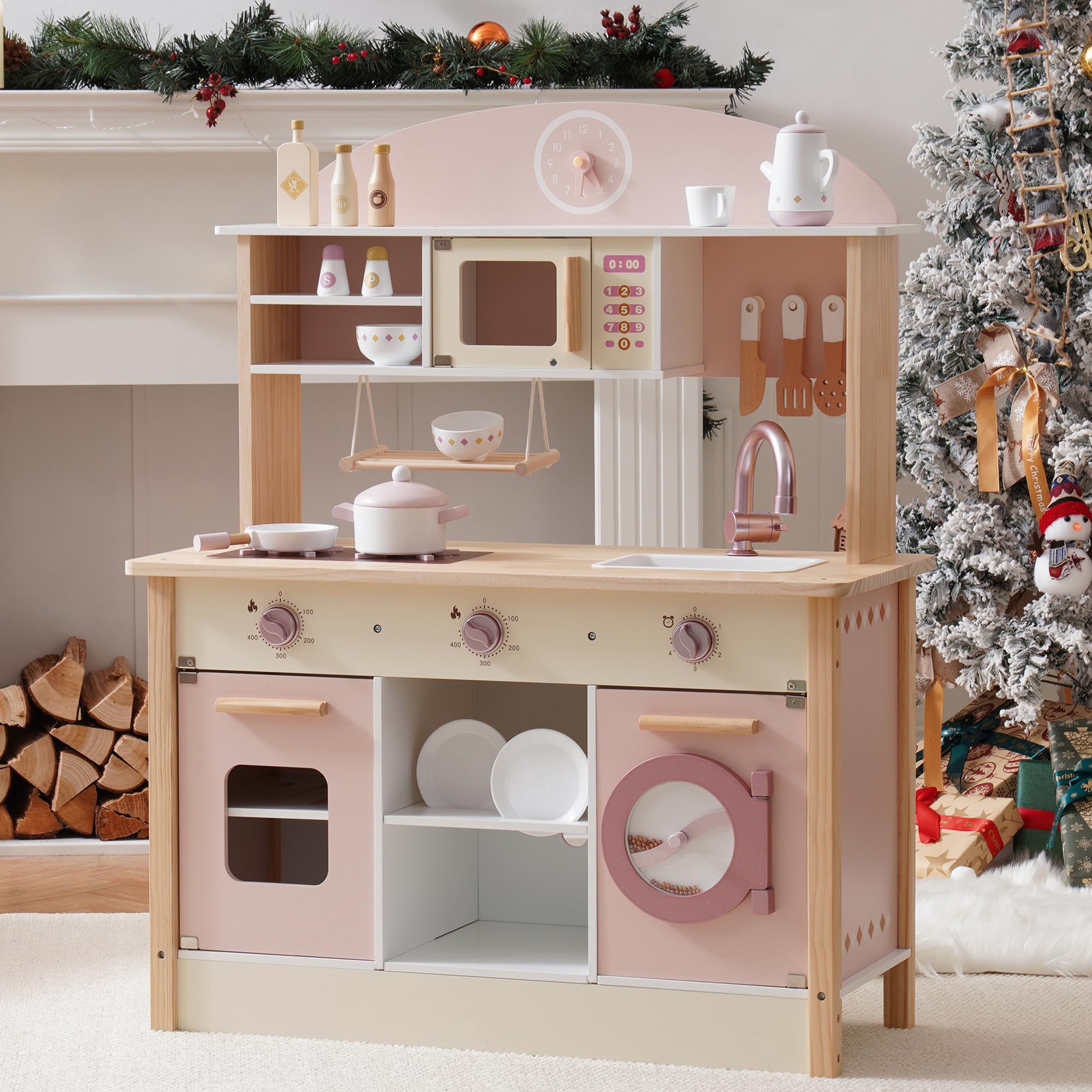 Ensemble de cuisine en bois avec accessoires