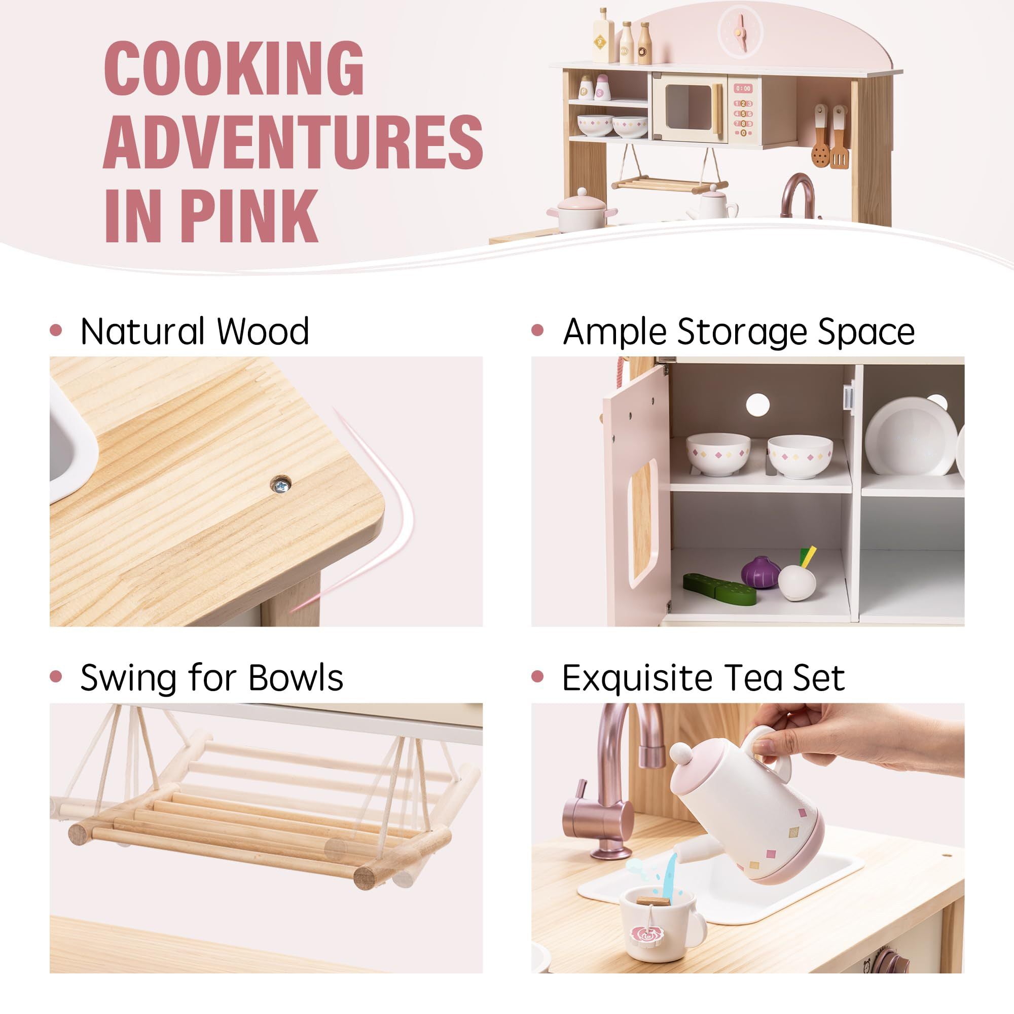 Ensemble de cuisine en bois avec accessoires