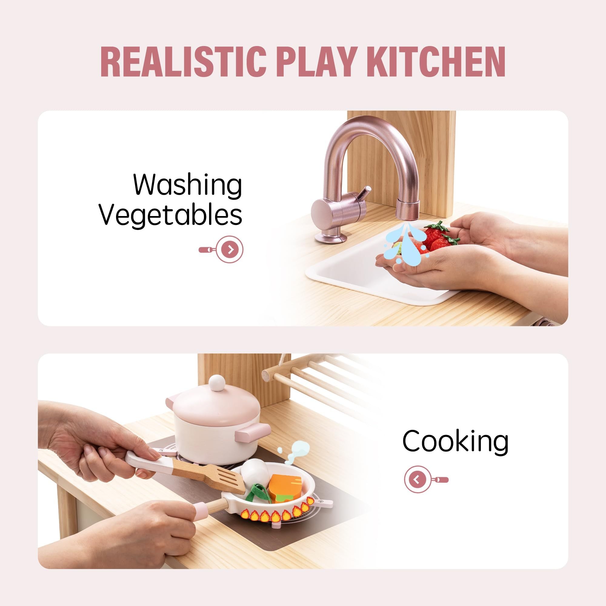 Ensemble de cuisine en bois avec accessoires