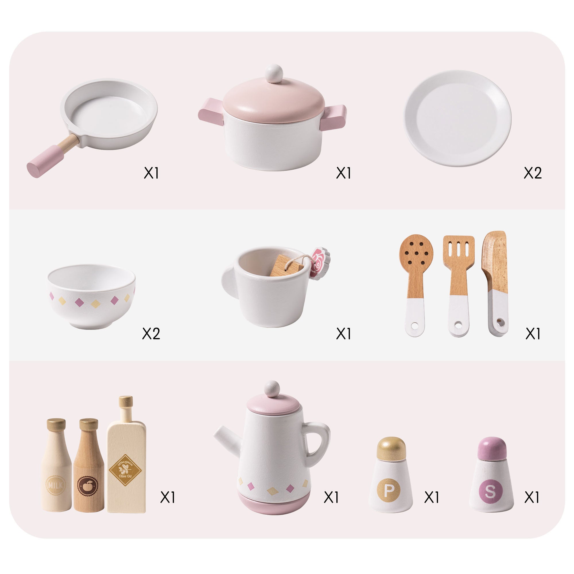 Ensemble de cuisine en bois avec accessoires