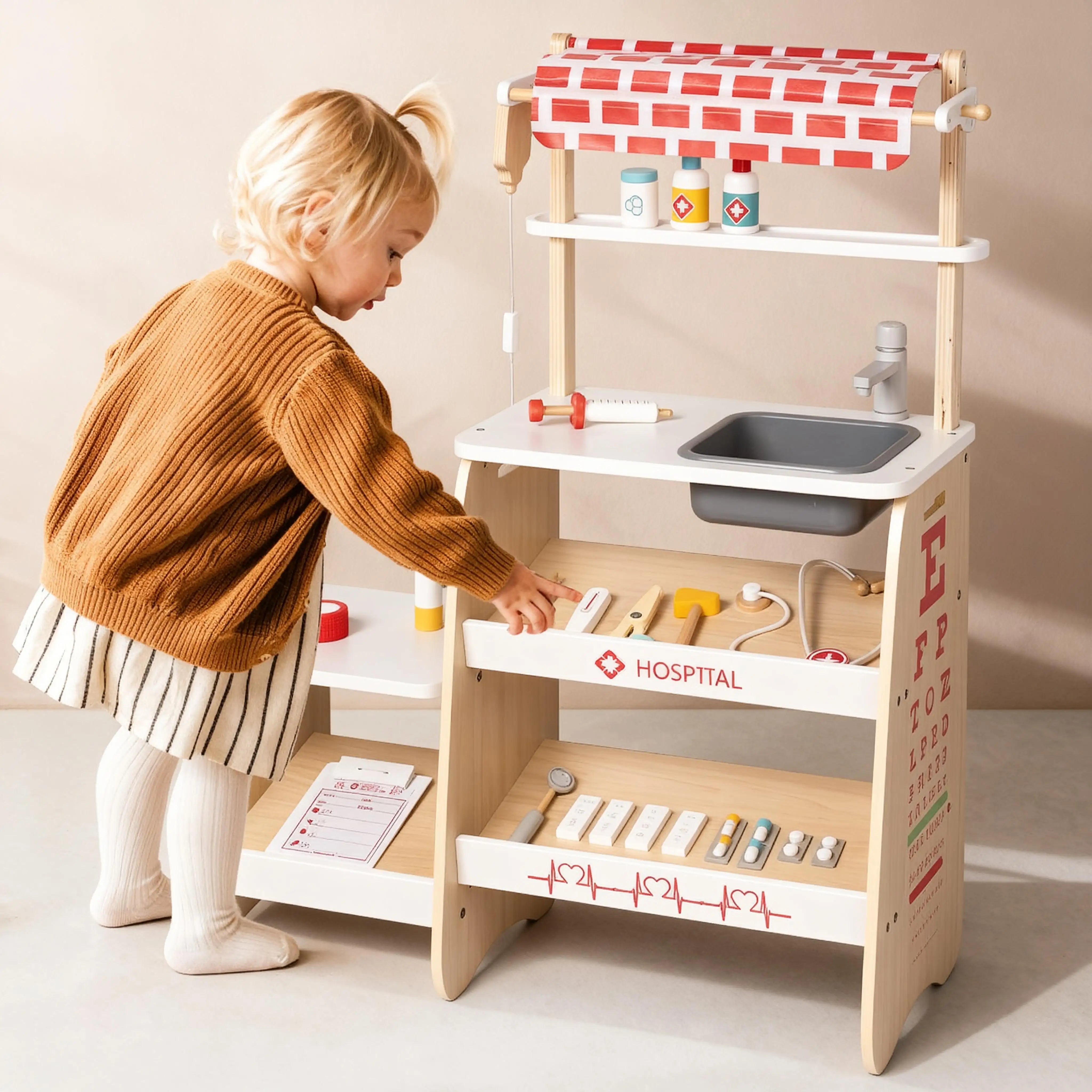 Wooden Medical Clinic Toy Set for Kids