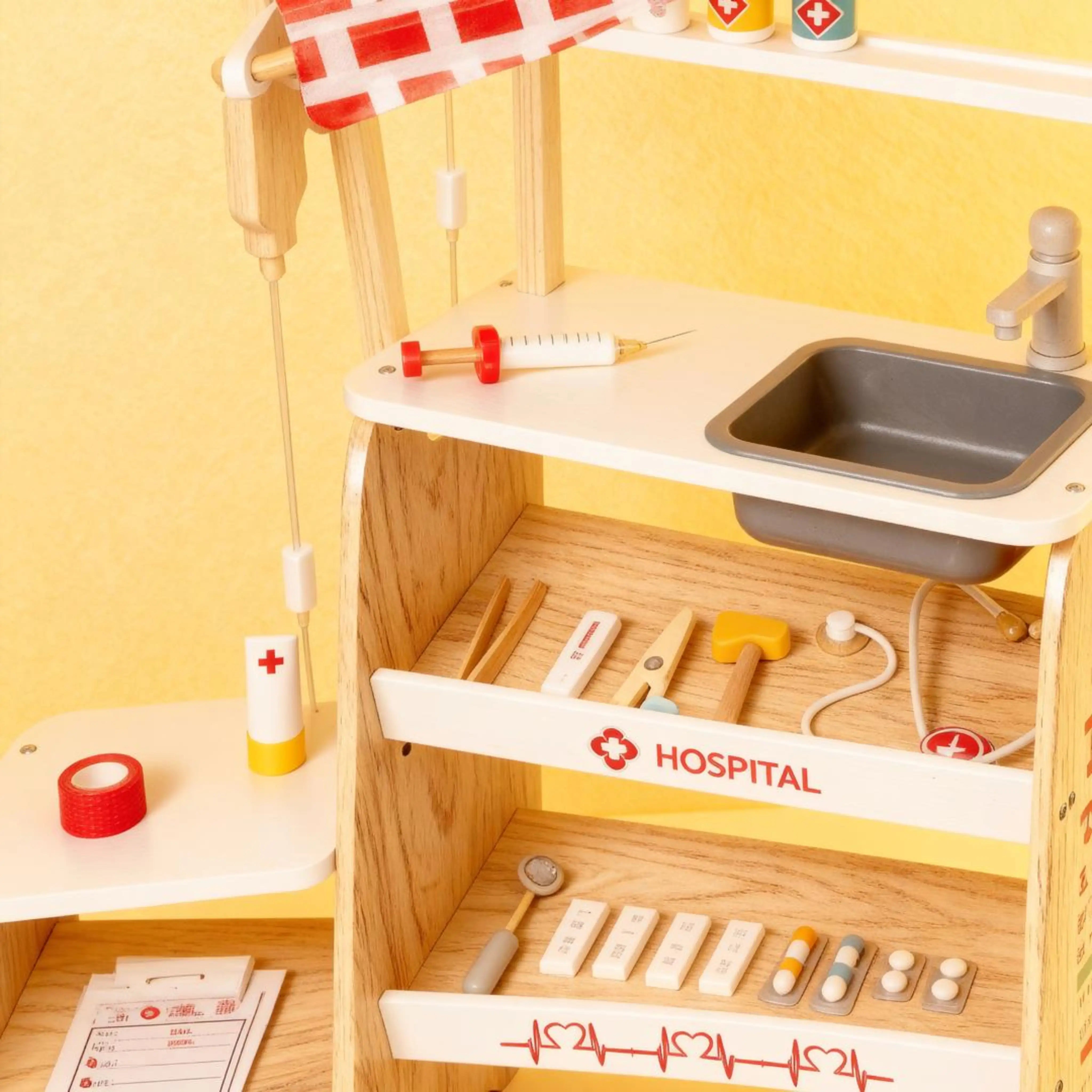 Wooden Medical Clinic Toy Set for Kids