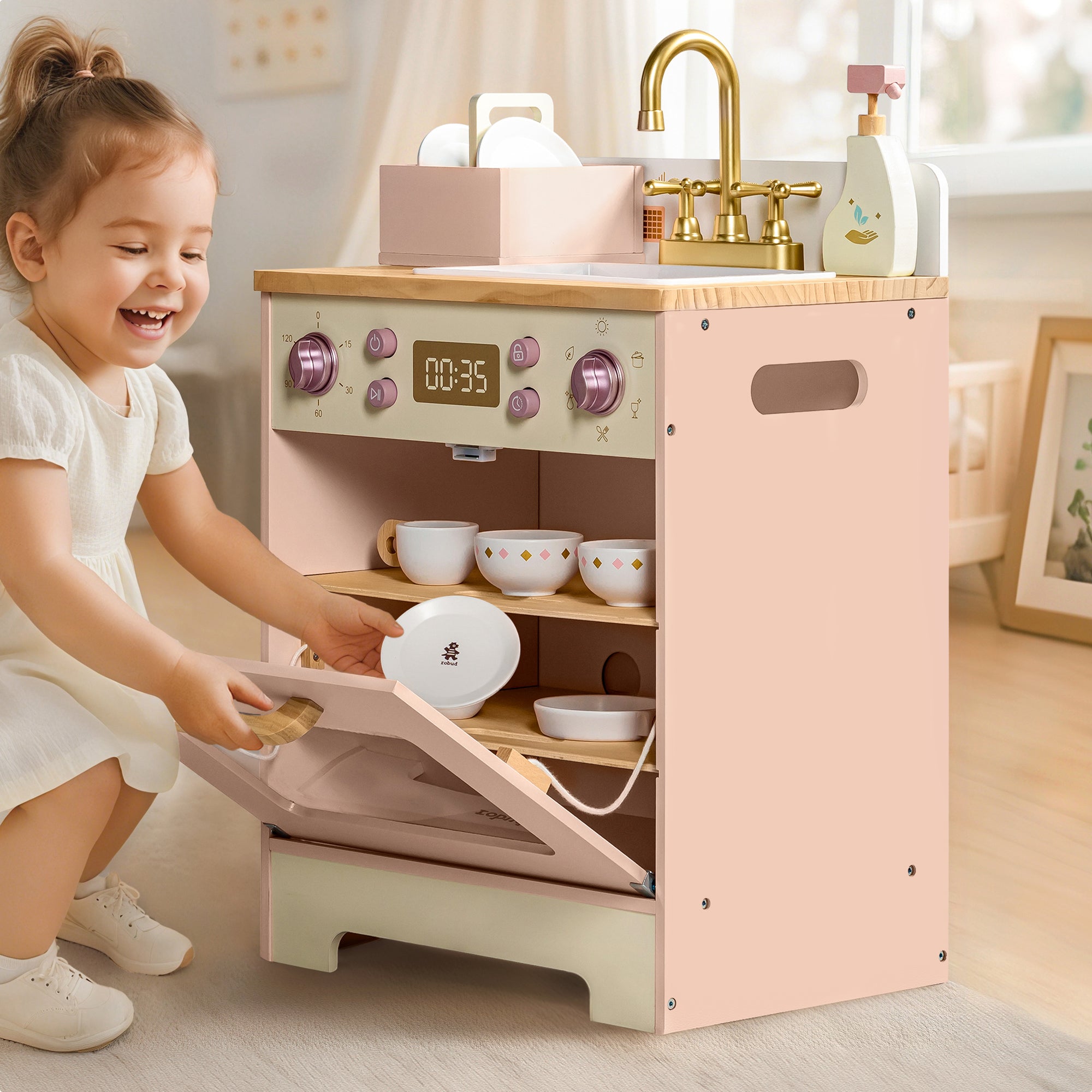 Wooden Pink Dishwasher