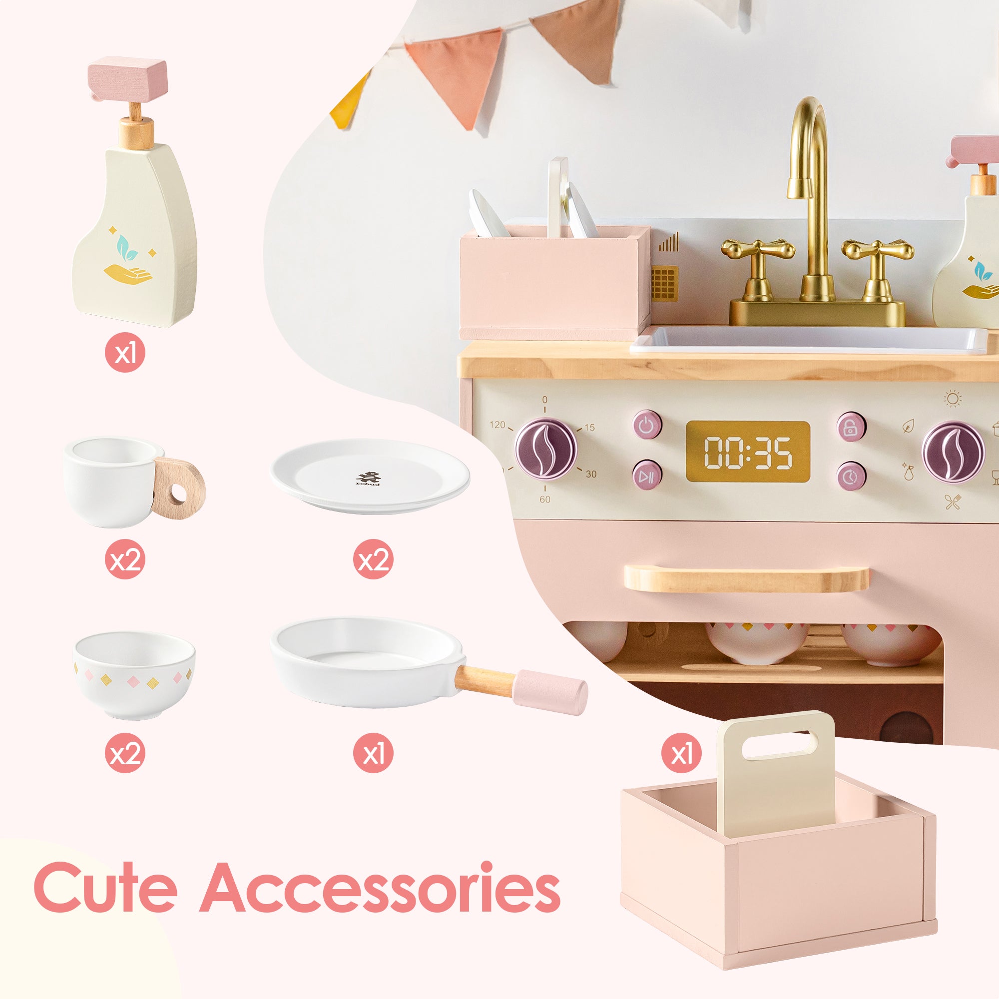 Wooden Pink Dishwasher