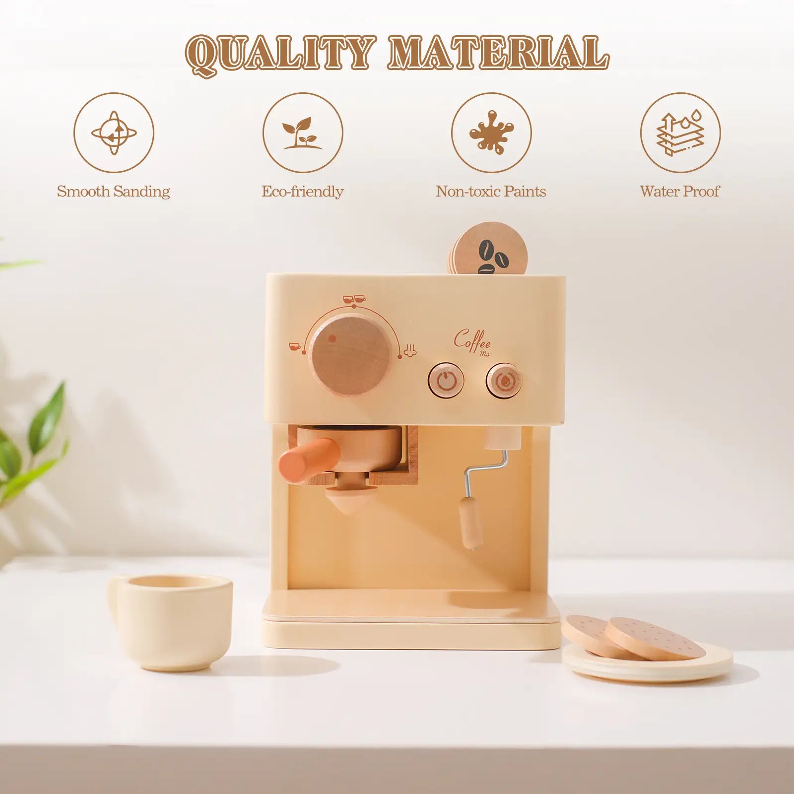 Machine à café en bois pour tout-petits