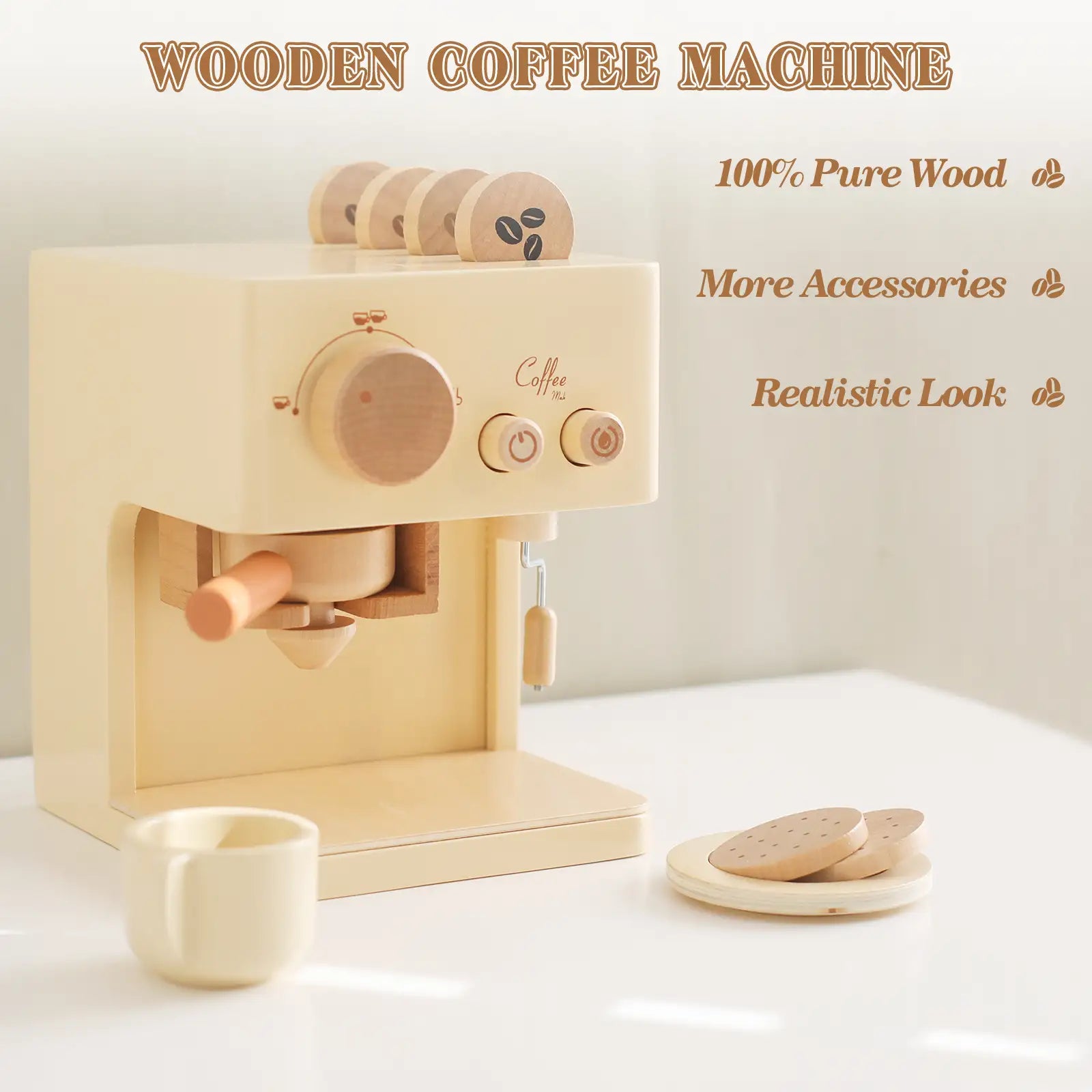 Machine à café en bois pour tout-petits