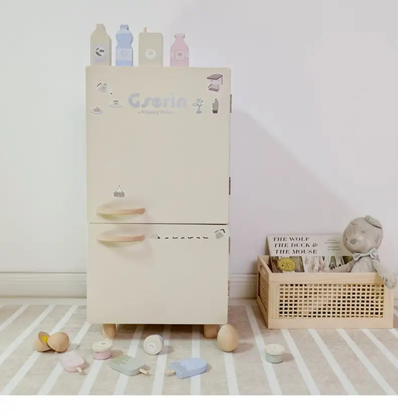 Nordic Wooden Pretend Play Kitchen Fridge Set - Lunamoa
