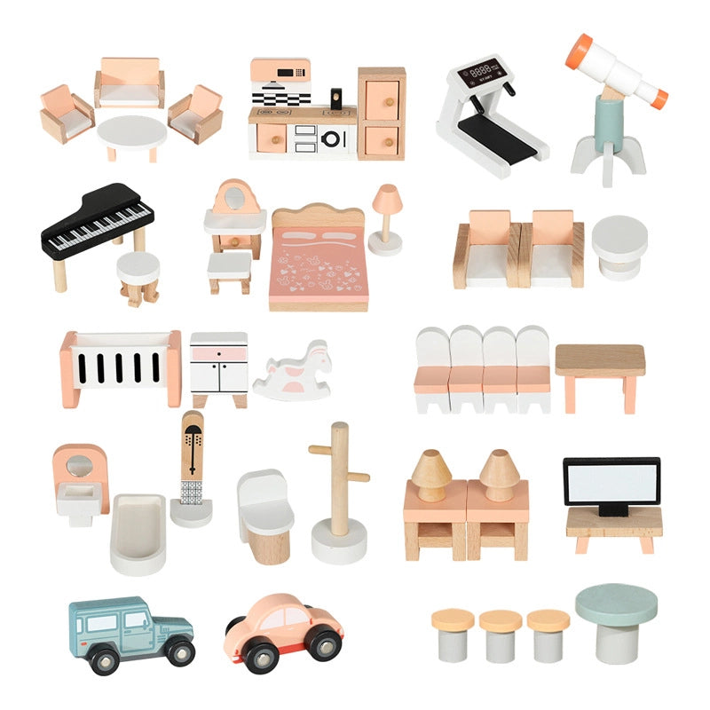 Wooden Princess Dollhouse Castle Play Set
