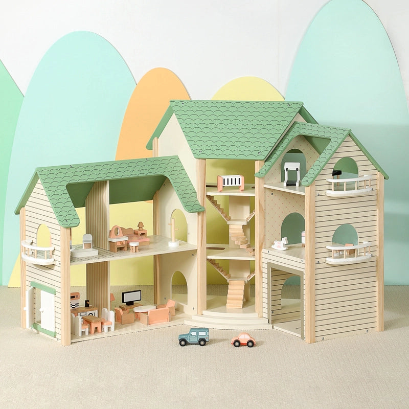 Wooden Princess Dollhouse Castle Play Set