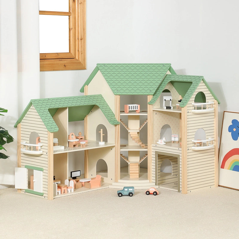 Wooden Princess Dollhouse Castle Play Set