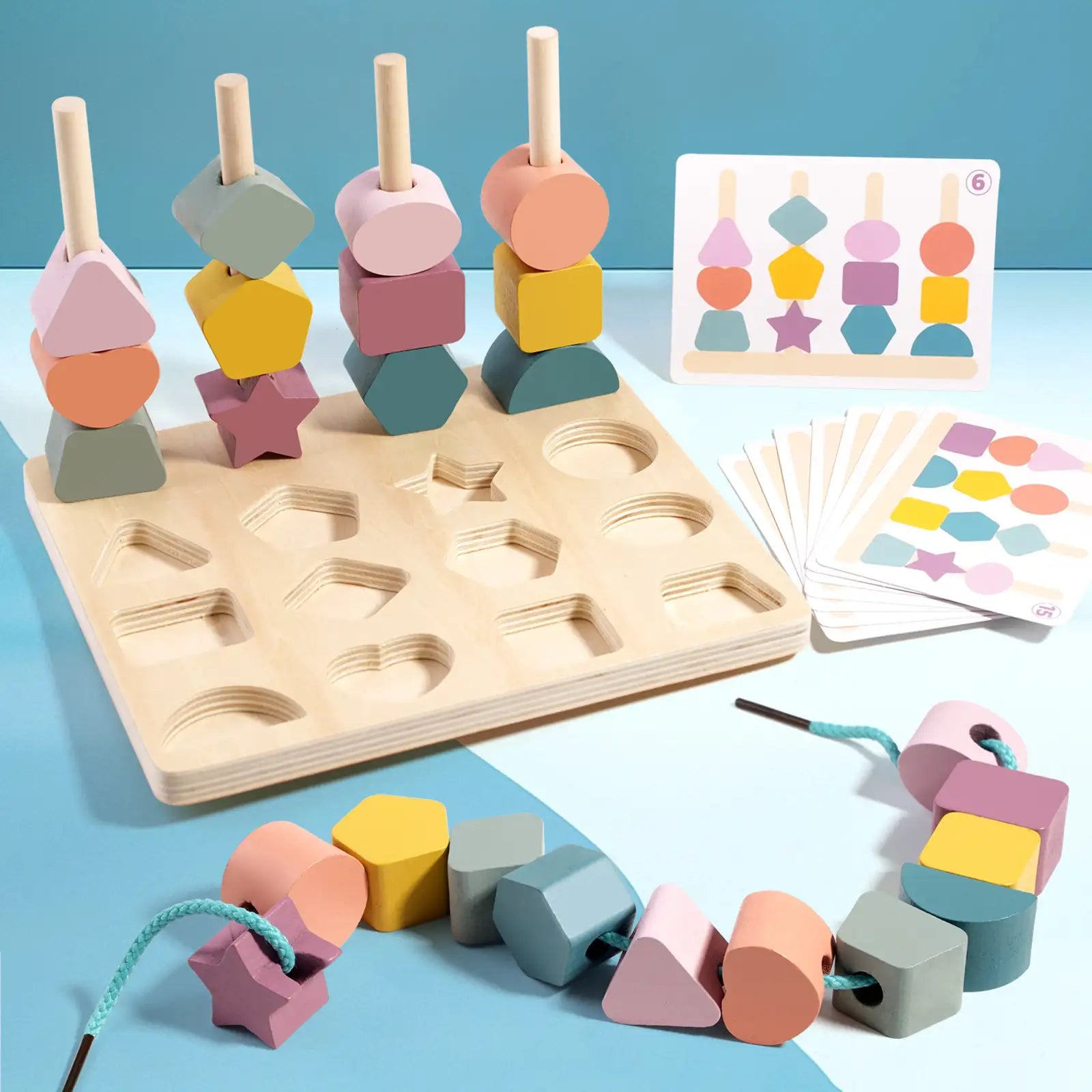 Jouet en bois de correspondance de formes et de couleurs