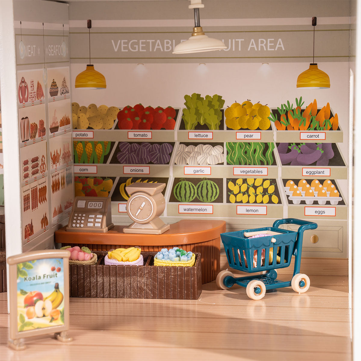 Maison de poupée en bois avec centre commercial pour enfants