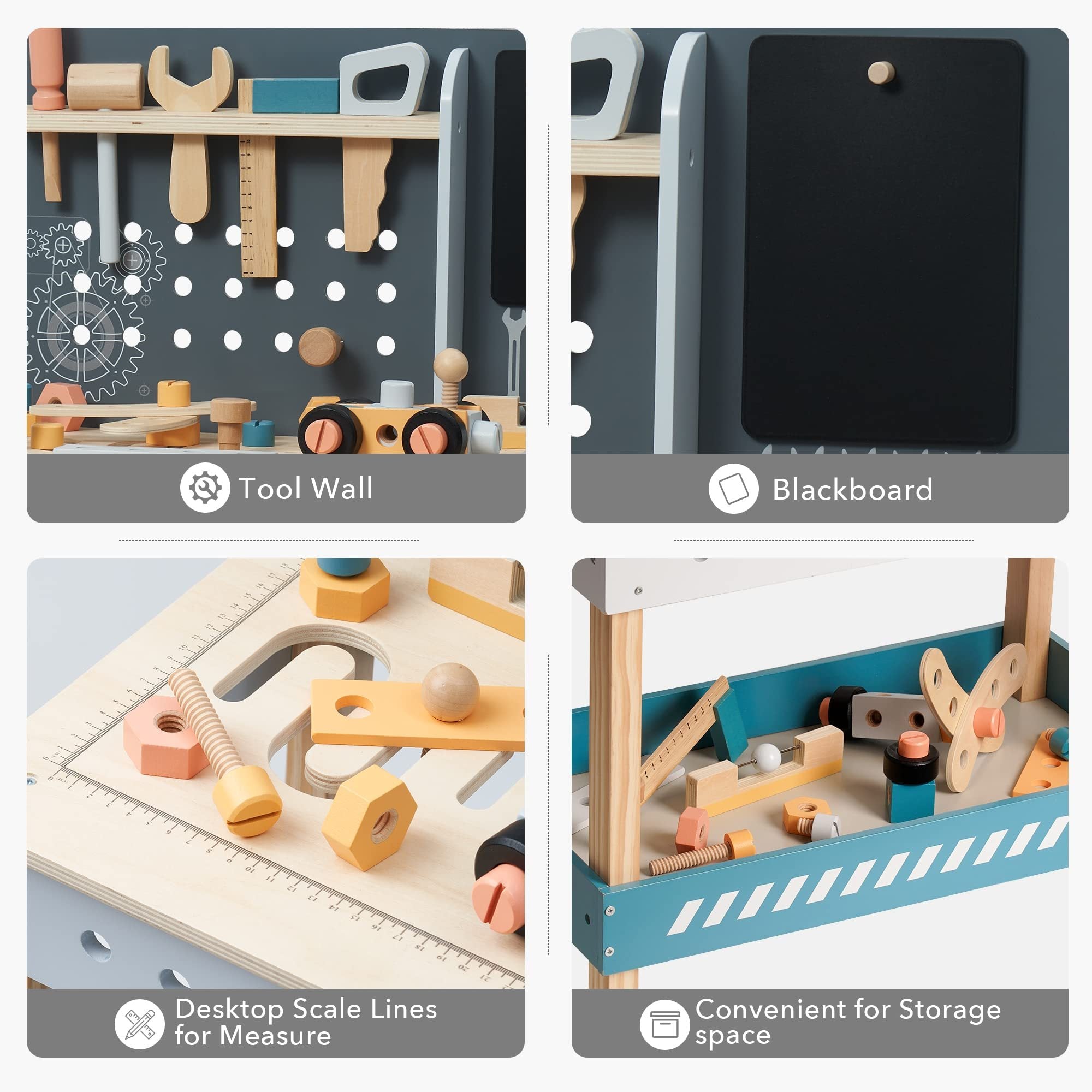 Wooden Tool Bench for Toddler Boys