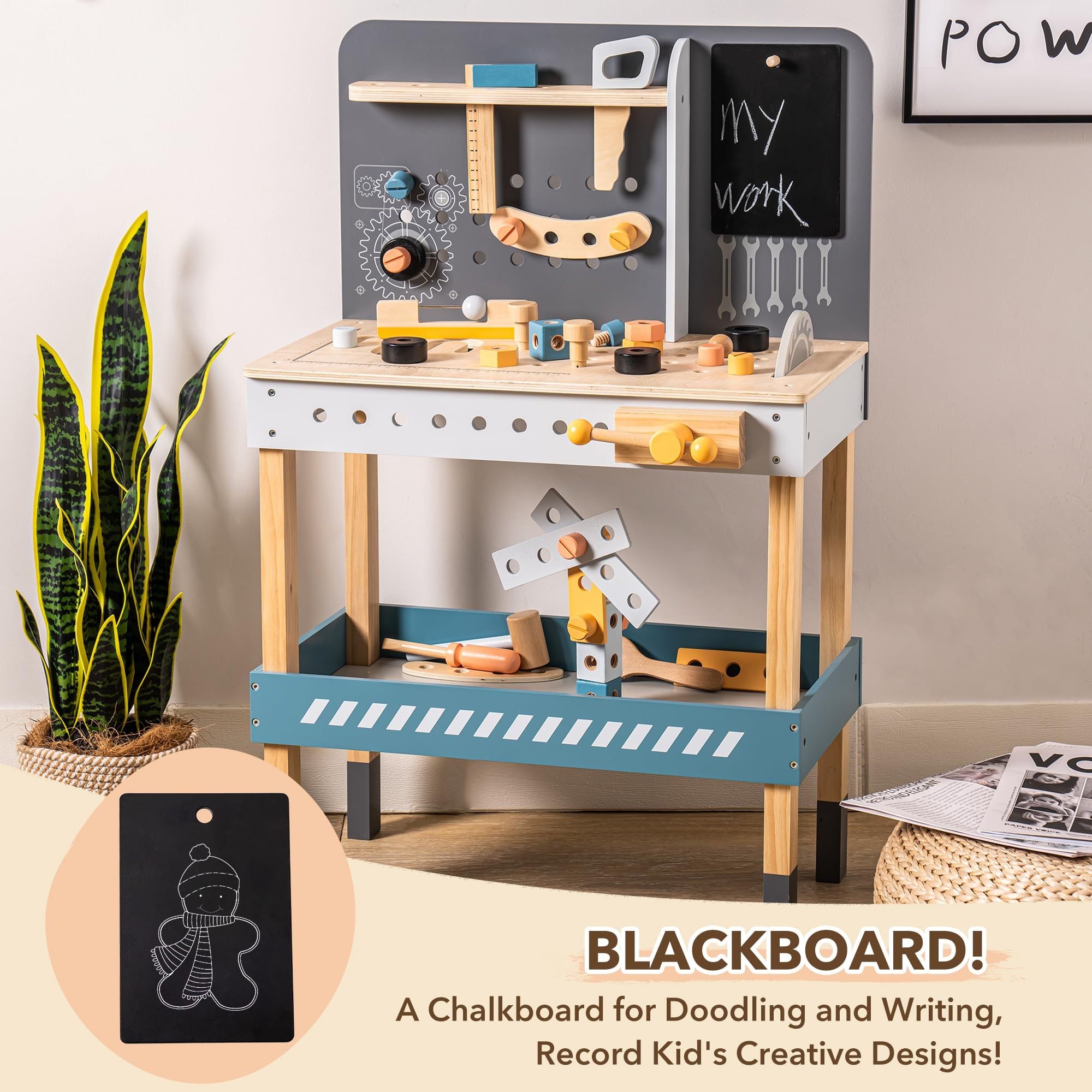 Wooden Tool Bench for Toddler Boys