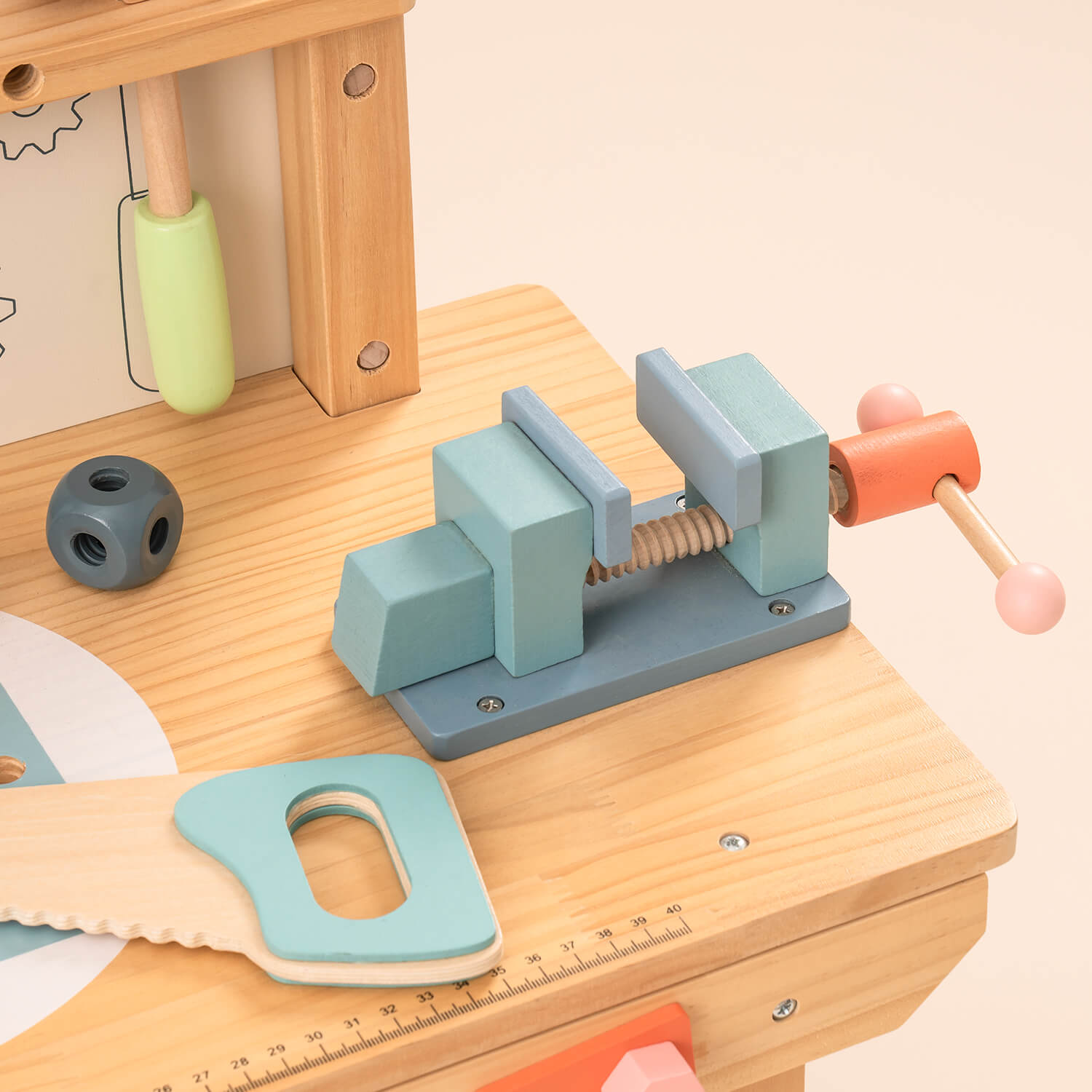 Wooden Toy Workbench Set for Toddler Boys