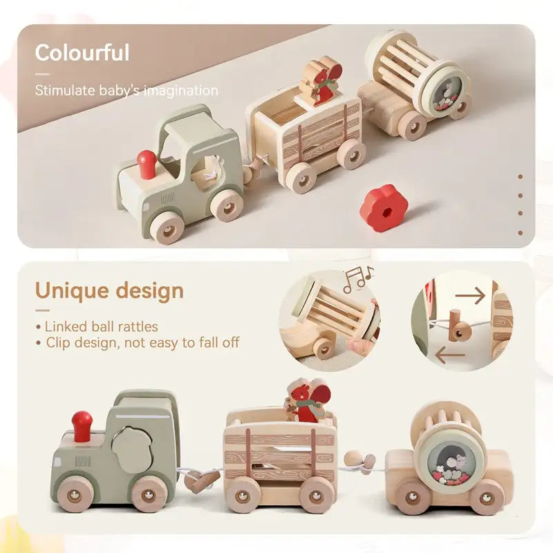 Wooden Train Set for Toddlers