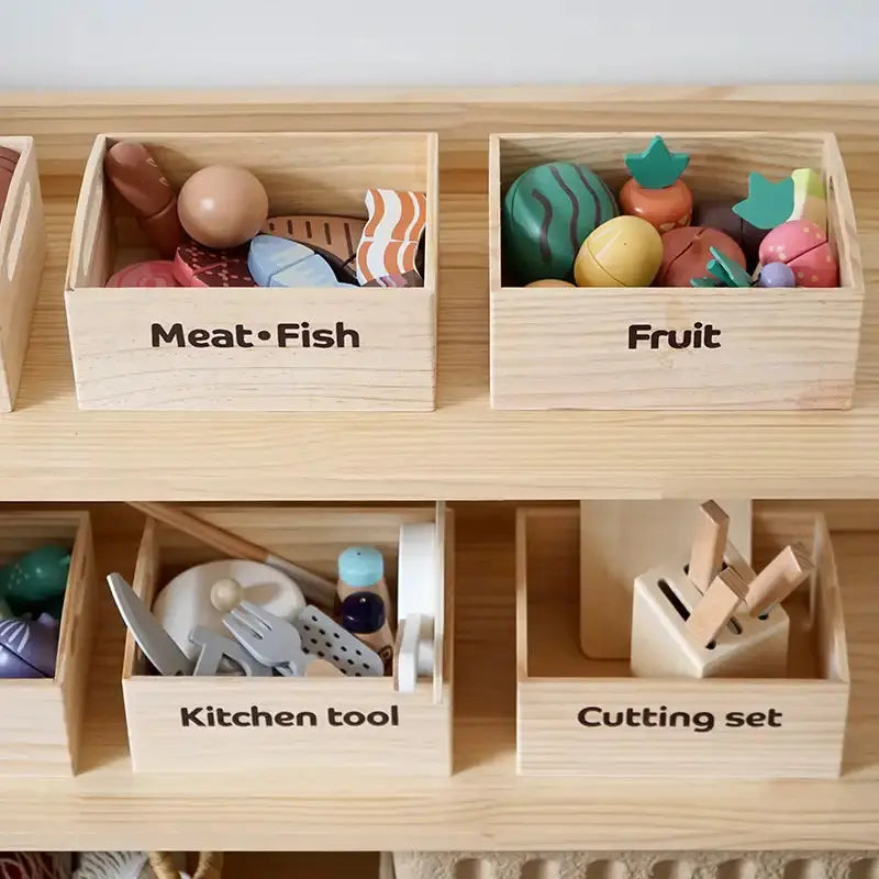 Wooden Pretend Play Grocery Store for Toddlers - Lunamoa
