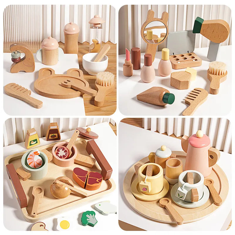 Wooden Pretend Play Kitchen Set