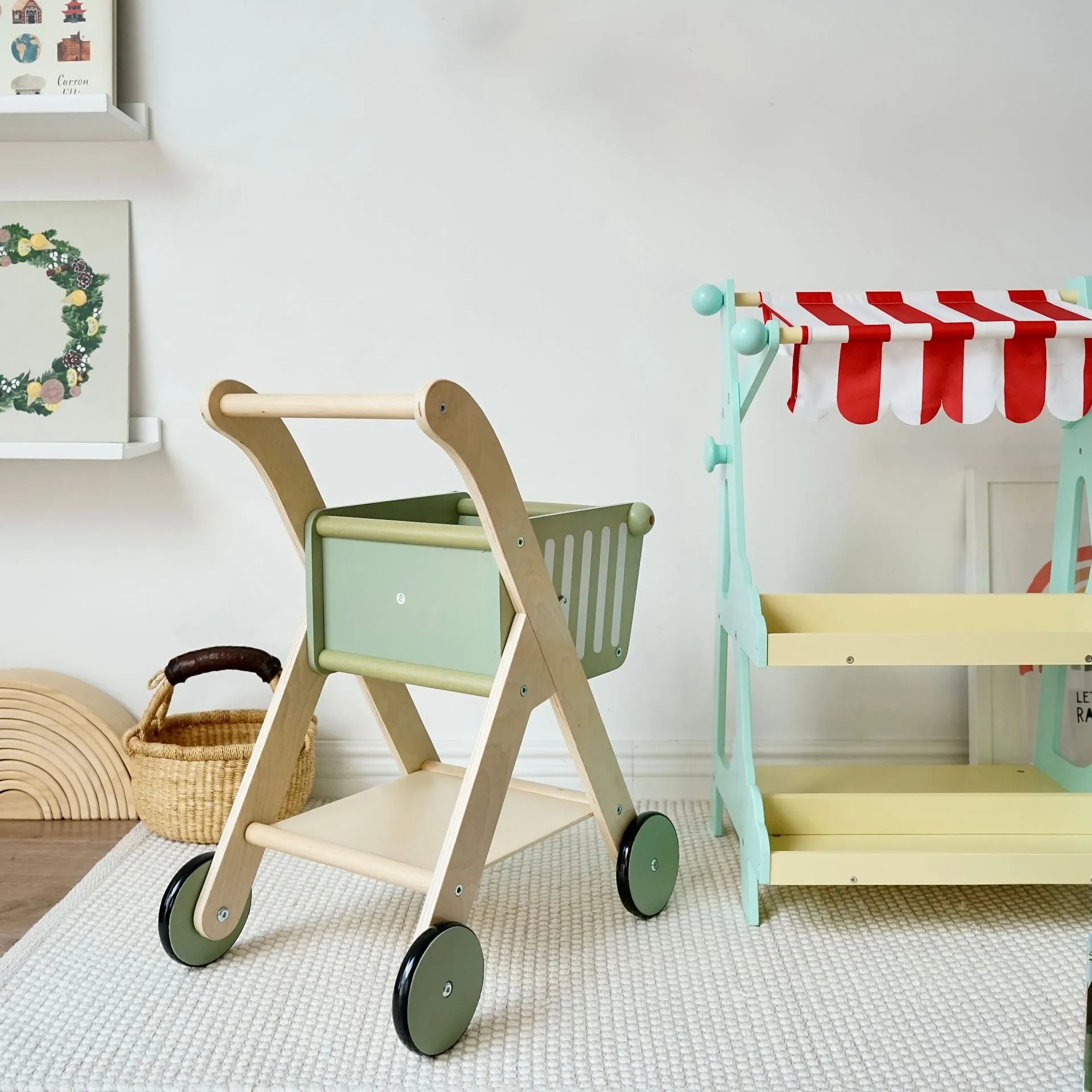 Wooden Pretend Play Grocery Store for Toddlers