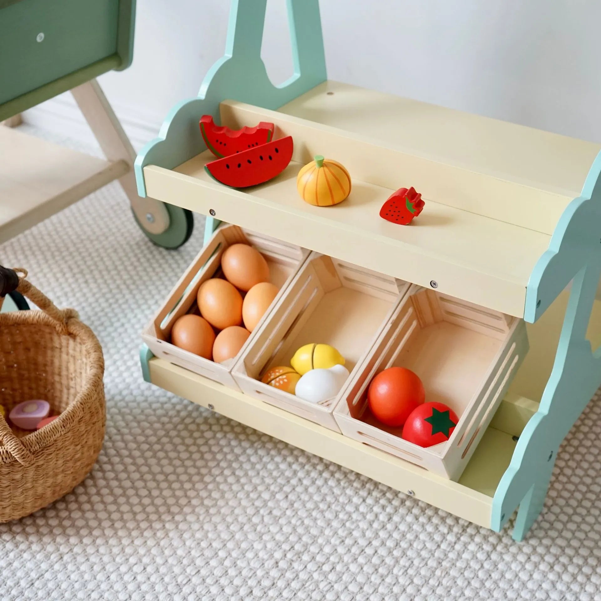 Wooden Pretend Play Grocery Store for Toddlers