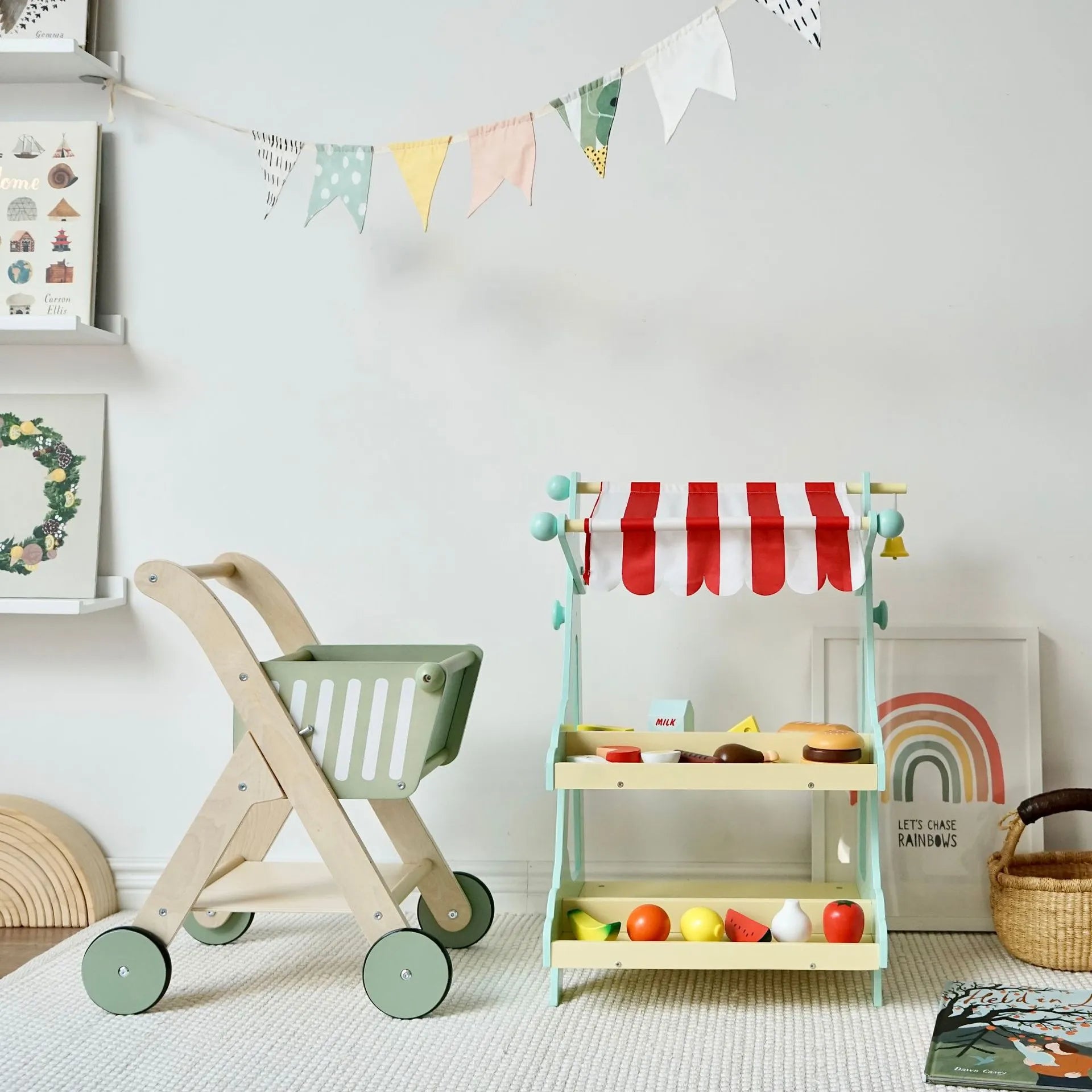 Wooden Pretend Play Grocery Store for Toddlers