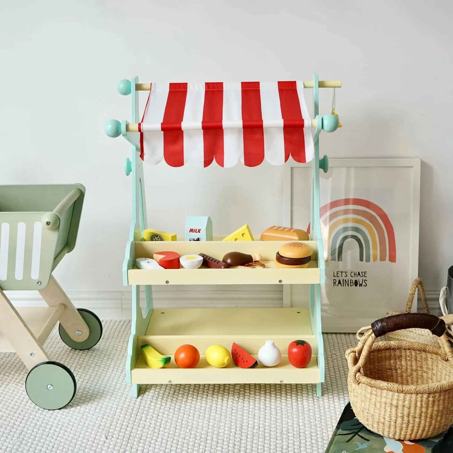 Wooden Pretend Play Grocery Store for Toddlers - Lunamoa