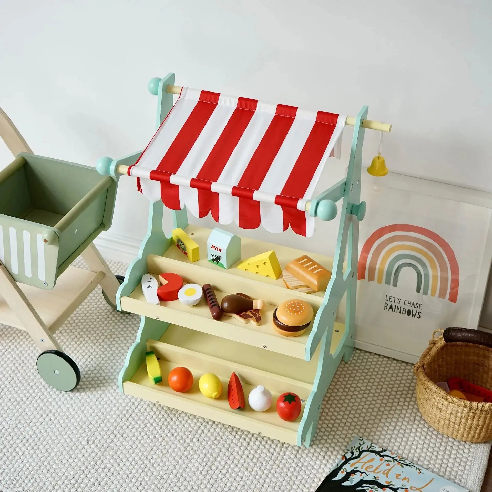 Wooden Pretend Play Grocery Store for Toddlers - Lunamoa