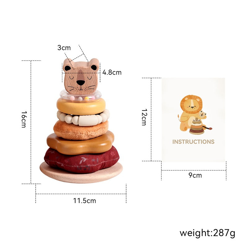 Jouet en bois à empiler en forme de lion pour tout-petits