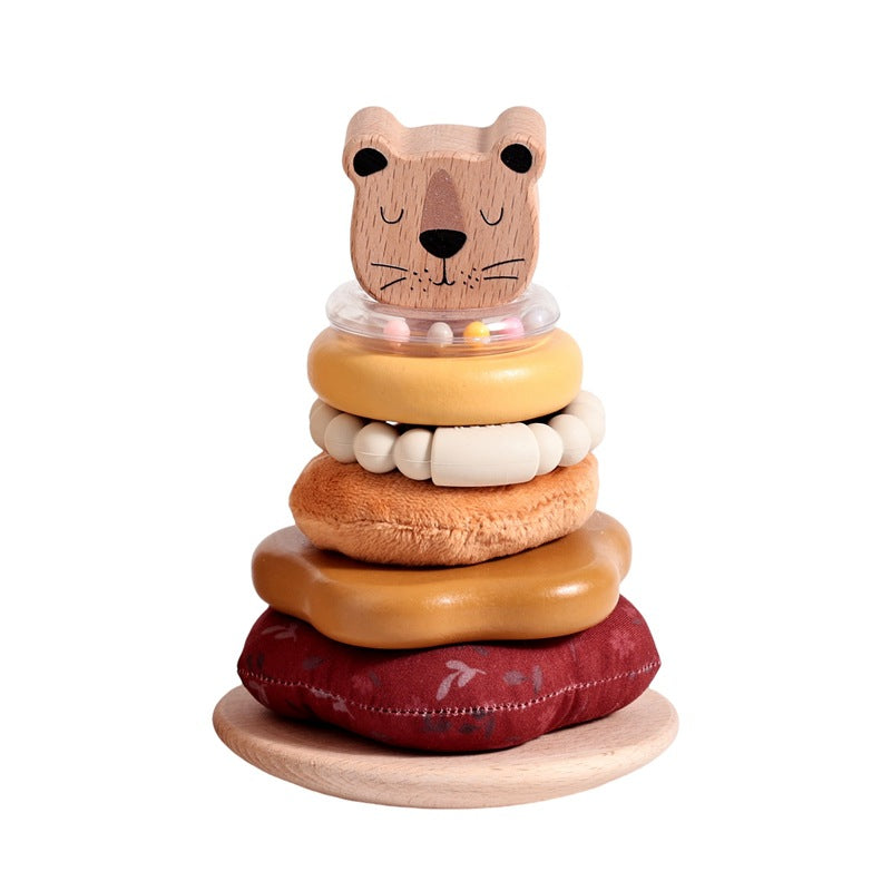 Jouet en bois à empiler en forme de lion pour tout-petits