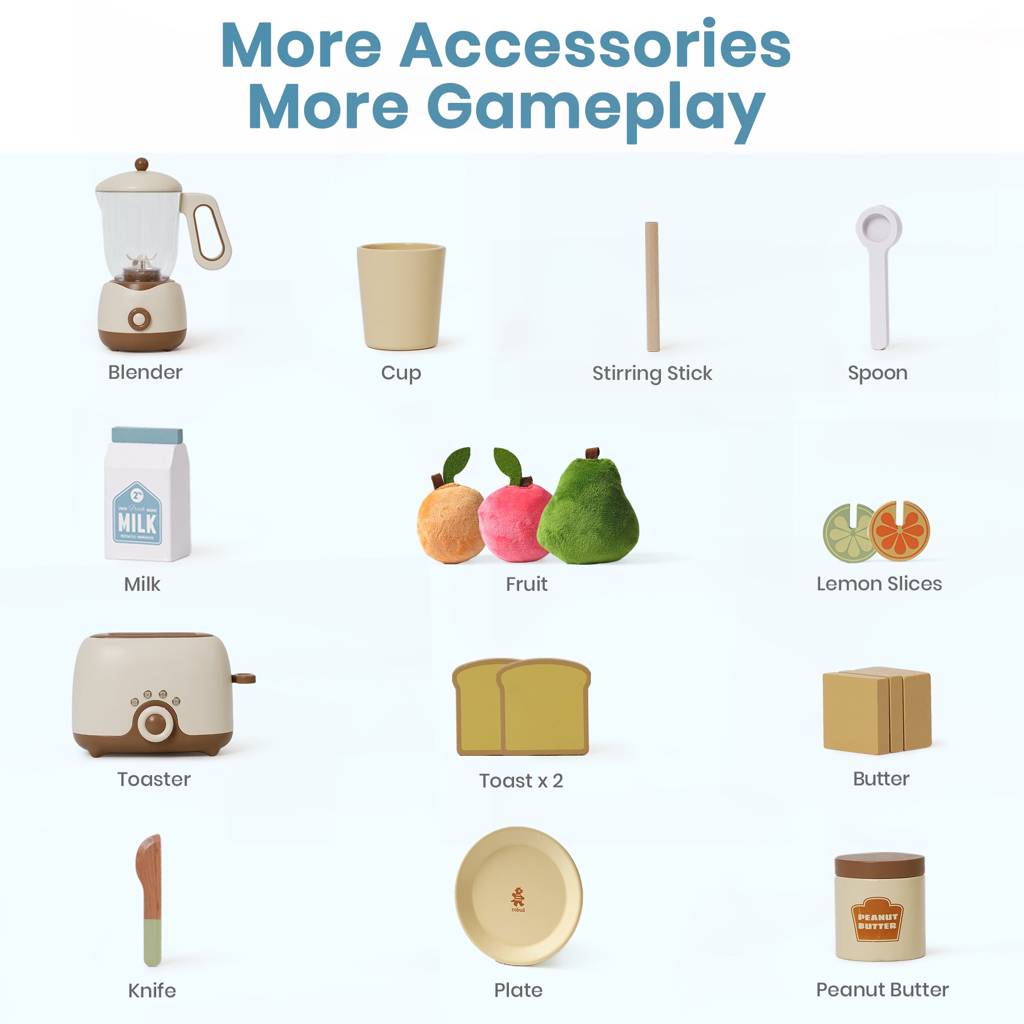 Lunamoa Pretend Play Kitchen Appliances Set – Creamy 4-Piece