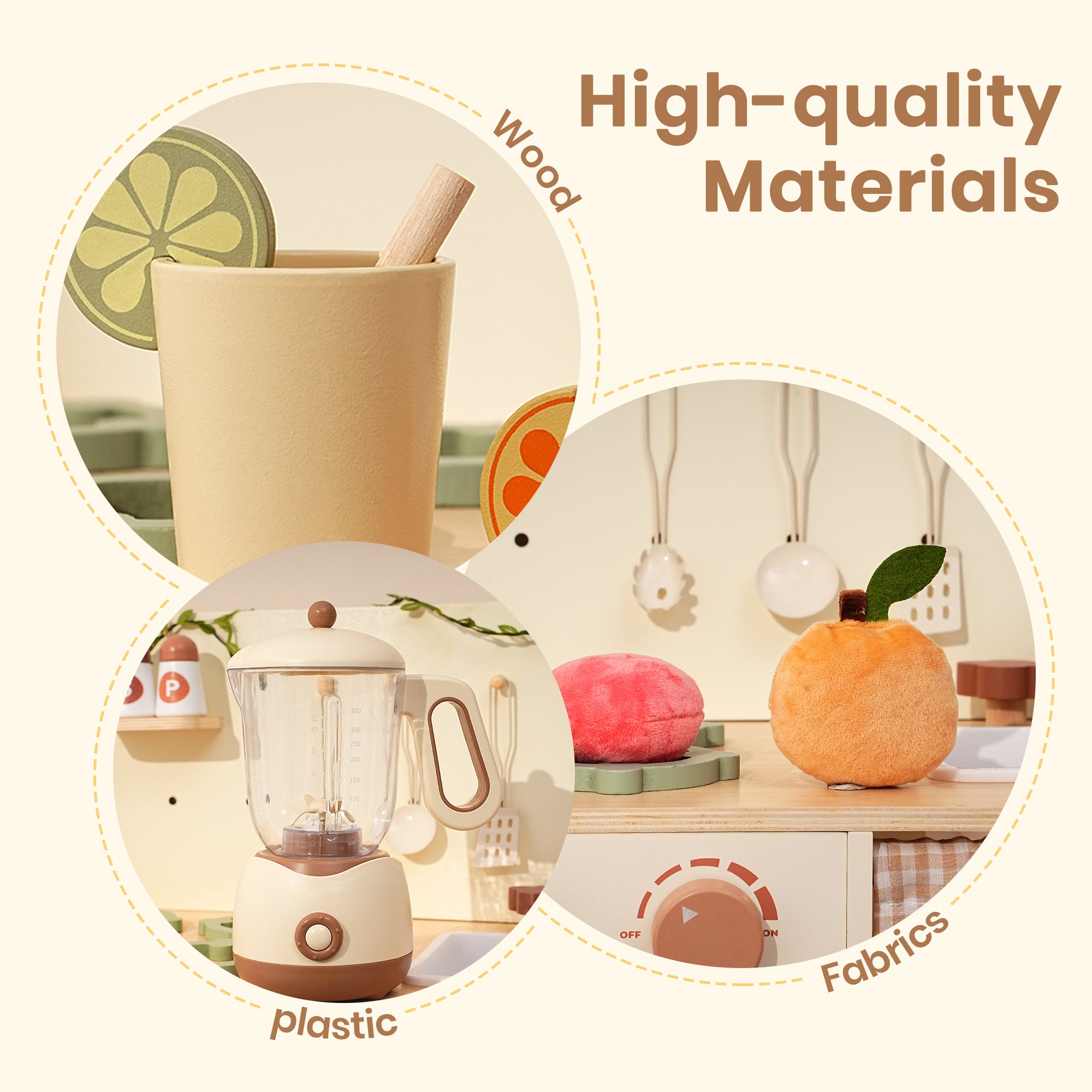 Lunamoa Pretend Play Kitchen Appliances Set – Creamy 4-Piece