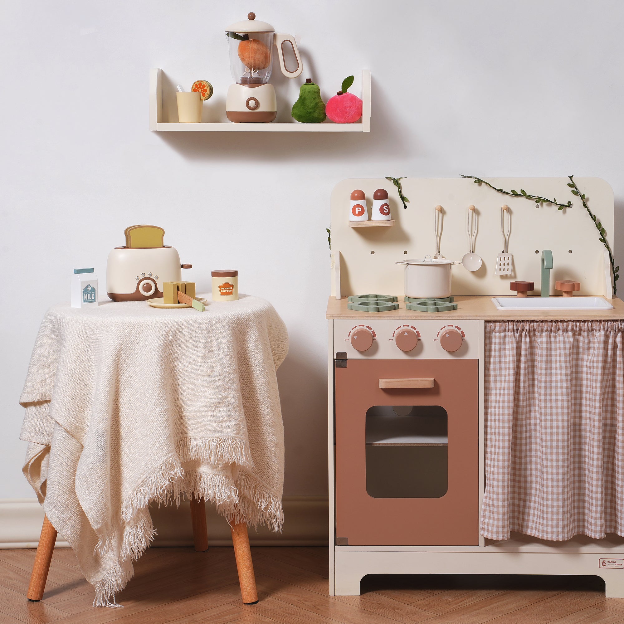 Lunamoa Pretend Play Kitchen Appliances Set – Creamy 4-Piece