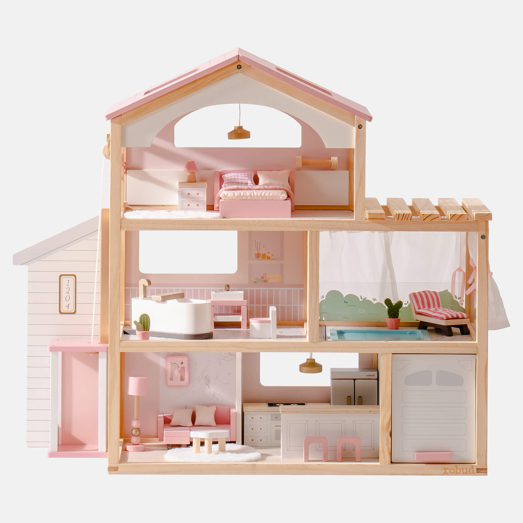 Maison de poupée en bois – Rose rêveur