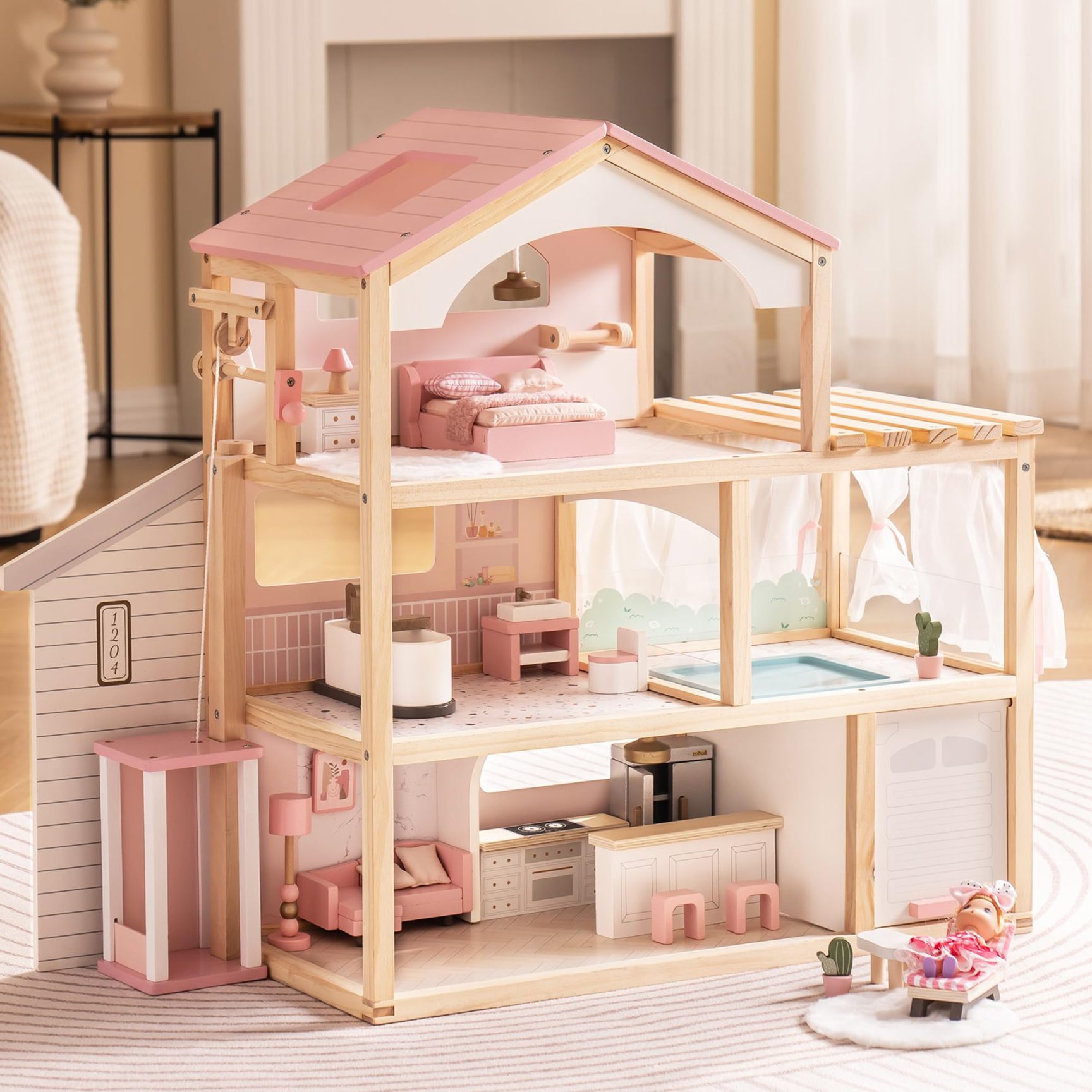 Maison de poupée en bois – Rose rêveur