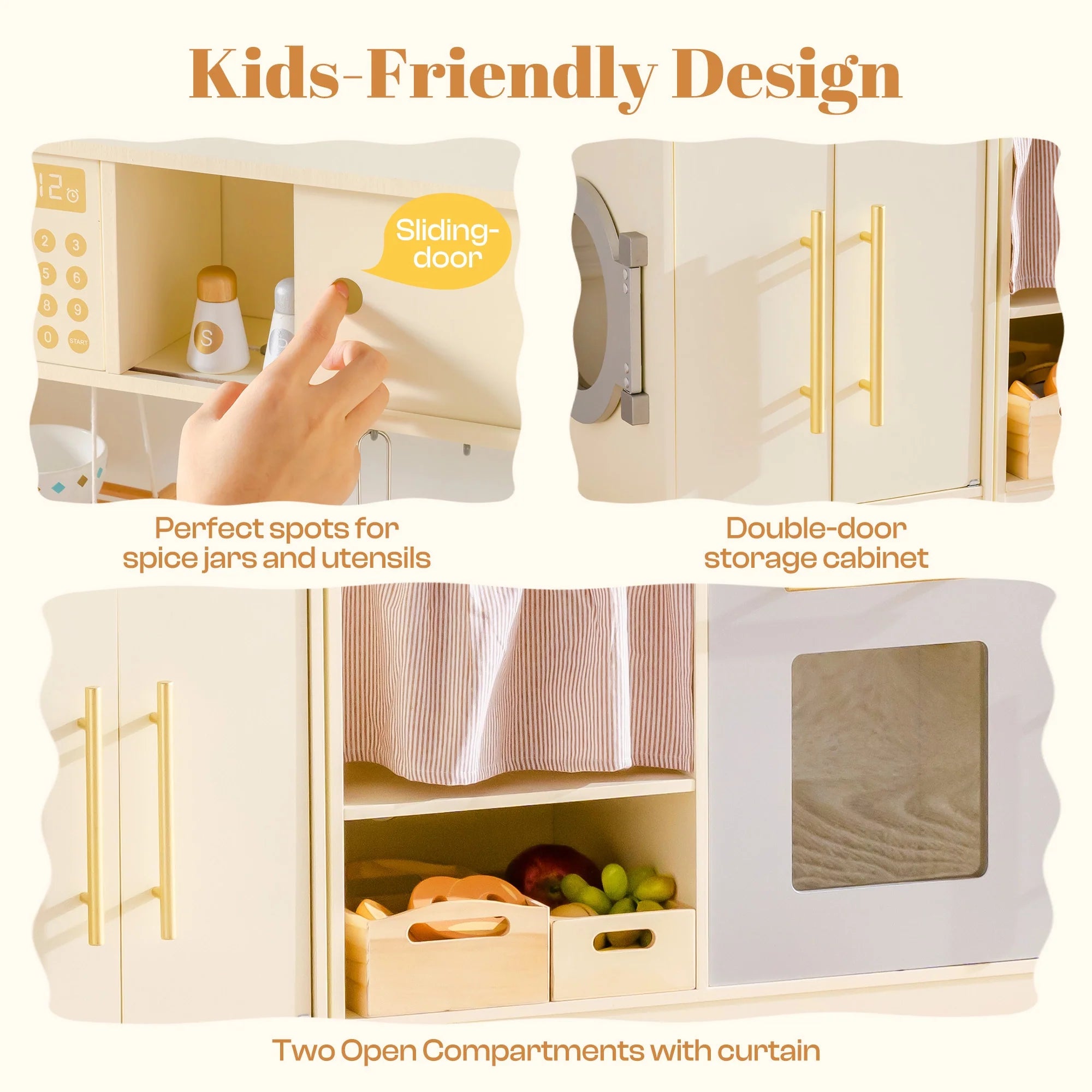 2-in-1 Wooden Corner Play Kitchen Set for Kids