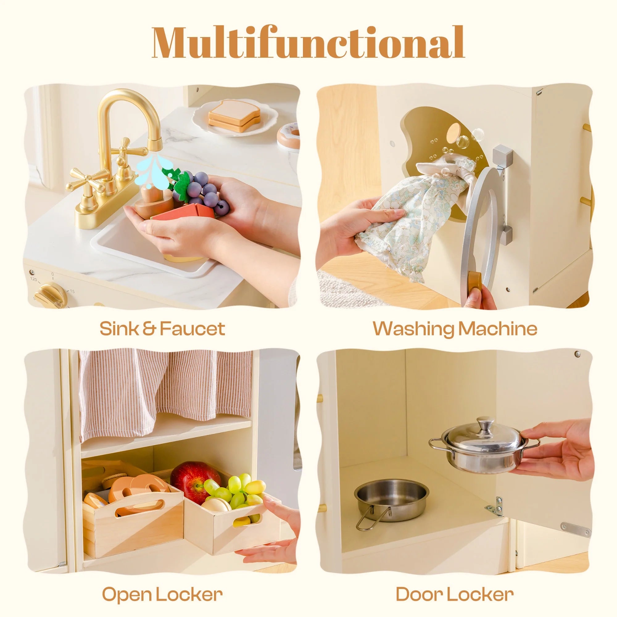 2-in-1 Wooden Corner Play Kitchen Set for Kids
