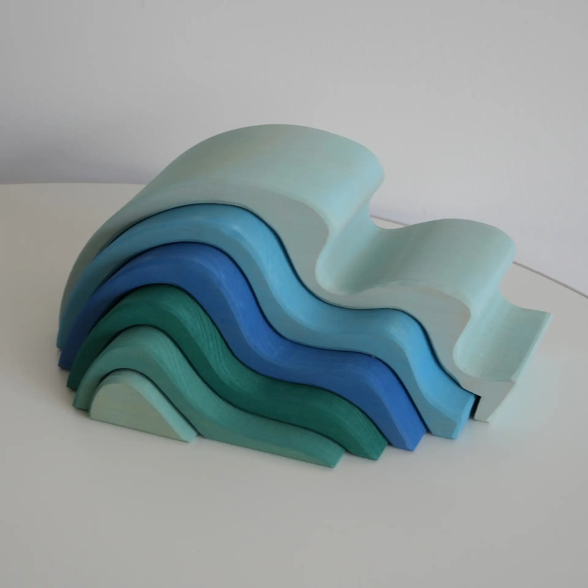 Montessori Dyed Linden Wood Ocean Waves