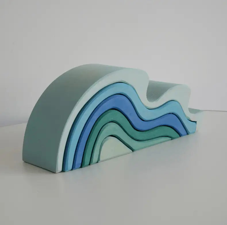 Montessori Dyed Linden Wood Ocean Waves