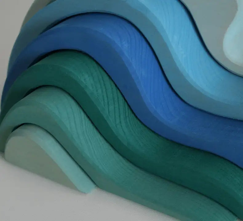 Montessori Dyed Linden Wood Ocean Waves