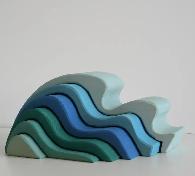Montessori Dyed Linden Wood Ocean Waves