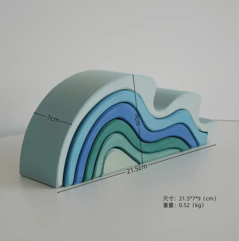 Montessori Dyed Linden Wood Ocean Waves