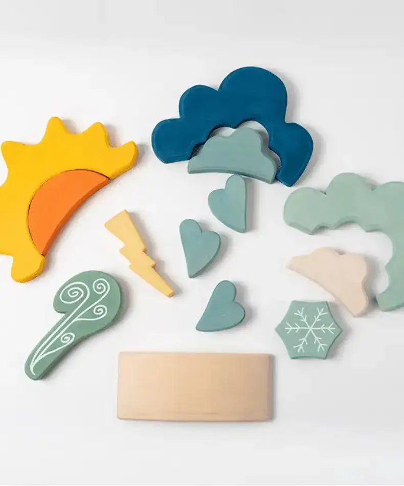 Montessori Dyed Linden Wood Weather Blocks